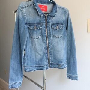 Guess Denim Jean Jacket Women's M Full Zip Trucker Light Wash Red Label